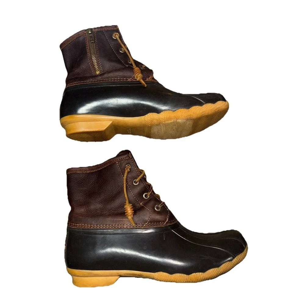 Sperry Top-Sider Women's Size 9.5 M Saltwater Duck Boots Tan Dark Brown STS91176